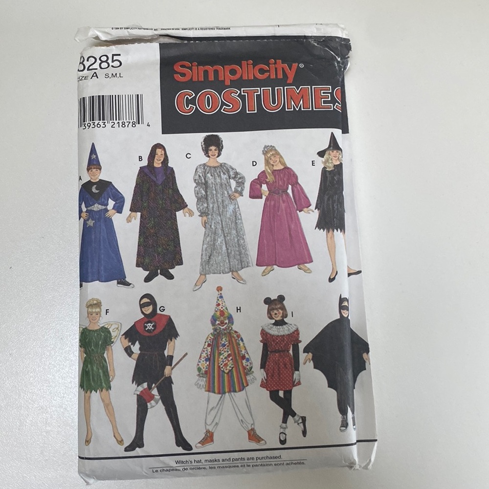 Vintage Simplicity Halloween Costumes Pattern 8285